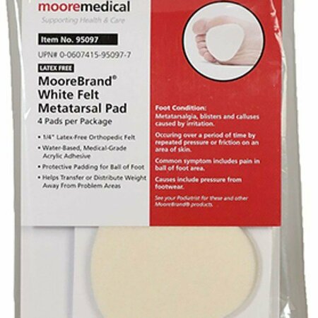MCKESSON PEDI-PADS MooreBrand White Felt Metatarsal Pad, 4PK 95097